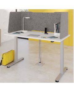 Büro-Set: Schreibtisch 'Hit-Jive Modern' - 160 x 80 cm mit Akustik-Tischtrennwand und Kabelspirale