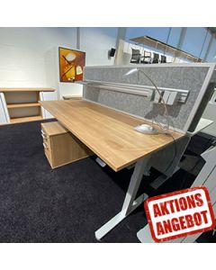 Selbstabholer-Aktion: Arbeitsplatz 'Hela 1' mit Steh-Sitz-Tisch, Rollcontainer und Sideboard