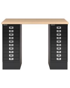 Schreibtisch mit Standcontainern Bisley 'MultiDesk' - 140 x 60 cm