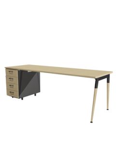 Schreibtisch mit Standcontainer 'Impresario' - Breite 222 cm