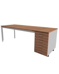 Moderner Schreibtisch mit Standcontainer 'Mensa' - 222 x 80 cm