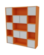 Freistehende Regalwand 'Libreria' - 5 OH mit Glastüren