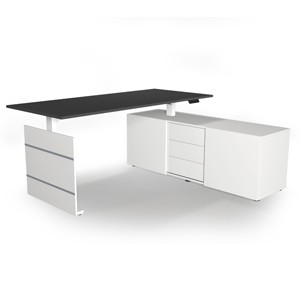 Steh-Sitz-Tisch 'B-Move' - 180 x 80 cm mit Sideboard