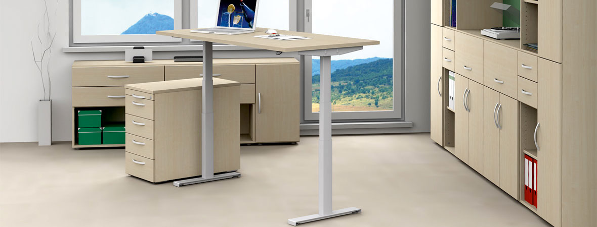 Büromöbel-Serie Steh-Sitz-Tische 'Click-Elektro'