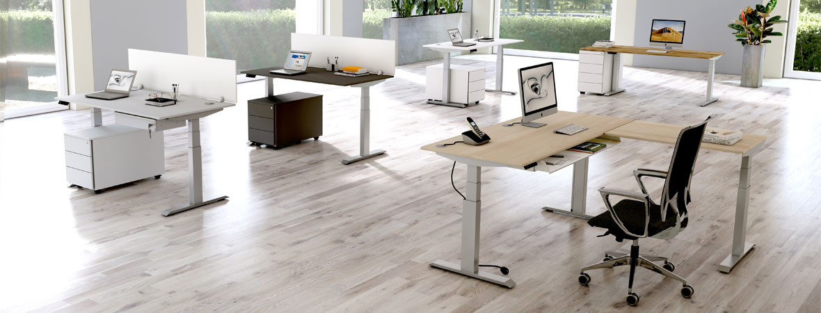 Büromöbel-Serie Steh-Sitz-Tische 'B-Strike'